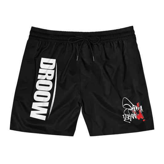 Men's Mid-Length Swim Shorts Black (AOP)